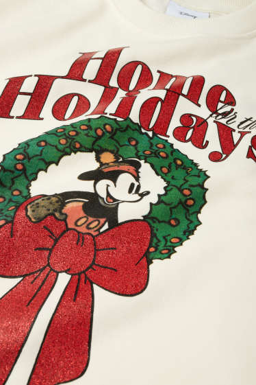 Dámské - Vánoční mikina - Mickey Mouse - krémově bílá