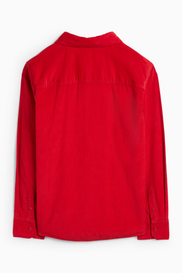 Kinderen: jongens - Kerstman - overhemd van corduroy - rood