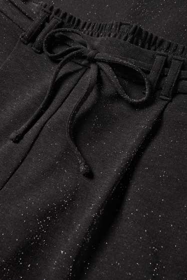 Women - Jersey trousers - high-rise waist - wide leg - black