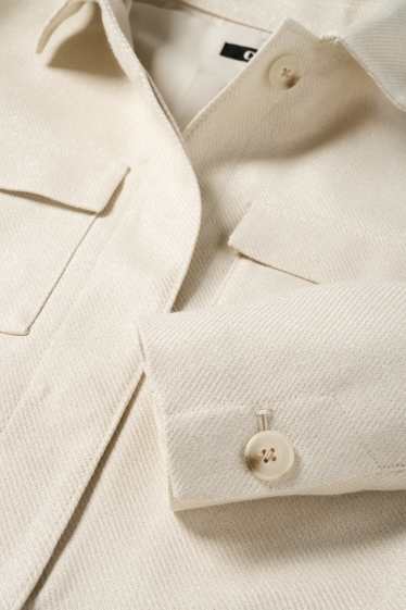 Donna - Blazer corto - regular fit - tessuto tramato - beige chiaro