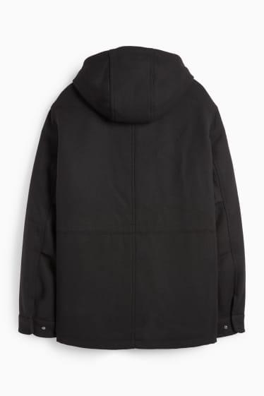 Uomo - Parka con cappuccio - foderato - nero