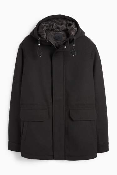 Uomo - Parka con cappuccio - foderato - nero