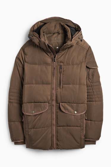 Herren - Stepp-Parka mit Kapuze - dunkelbraun