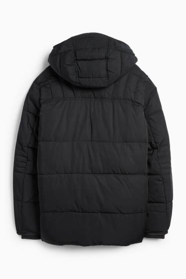 Pánské - Prošívaná parka s kapucí - černá