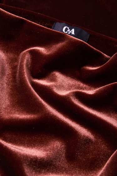 Damen - Samt-Bodycon-Kleid - rostbraun