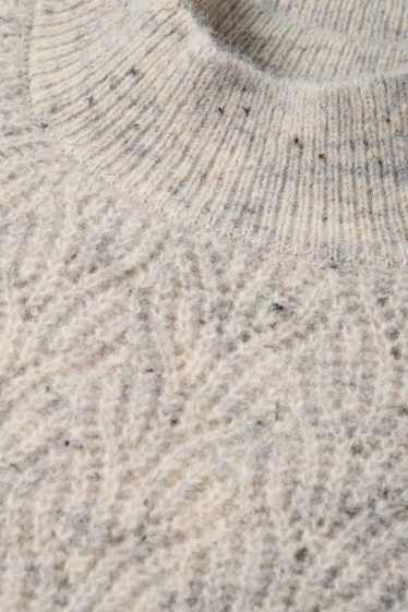 Women - Jumper - cable knit pattern - gray