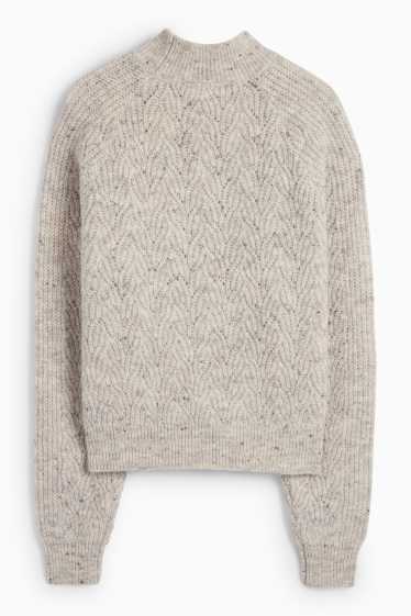 Women - Jumper - cable knit pattern - gray