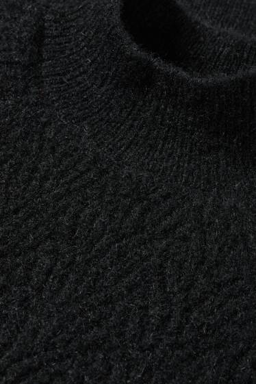Femei - Pulover - cu torsade - negru
