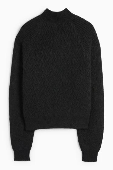 Femei - Pulover - cu torsade - negru