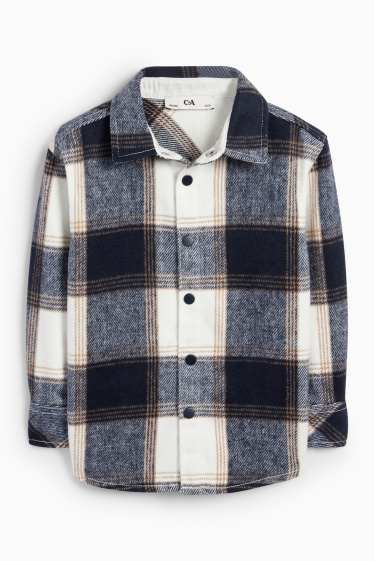 Kinder Buben - Flanell-Hemdjacke - kariert - dunkelblau