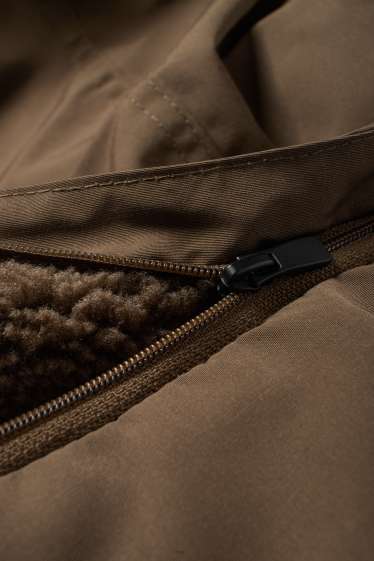 Herren - Jacke mit Kapuze - gefüttert - wasserabweisend - braun