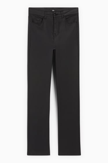 Women - Cloth trousers - high waist - straight fit - black