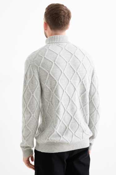 Herren - Rollkragenpullover mit Kaschmir-Anteil - Woll-Mix - hellgrau