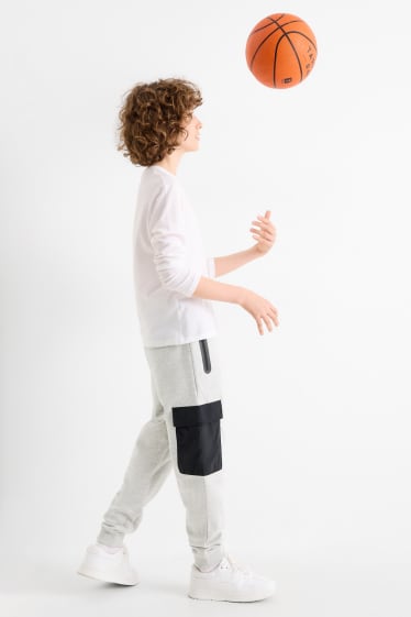 Kinder Buben - Jogginghose - hellgrau-melange