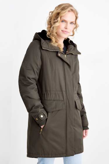 Women - Parka with hood - lined - green