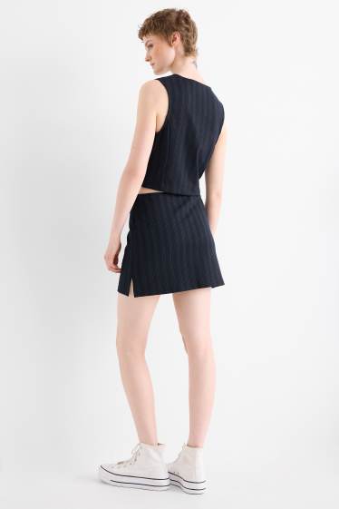 Femmes - Jupe short - fines rayures - bleu foncé