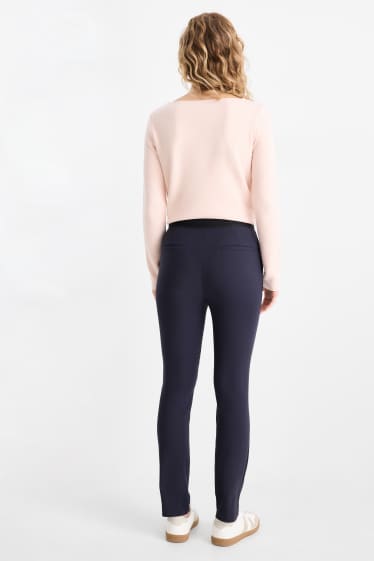 Women - Cloth trousers - mid-rise waist - tapered fit - dark blue
