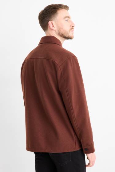 Men - Shirt - relaxed fit - kent collar - brown