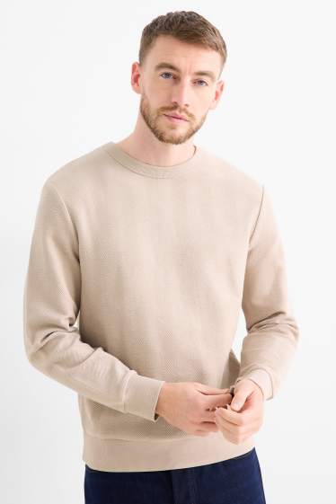 Men - Sweatshirt - textured - beige