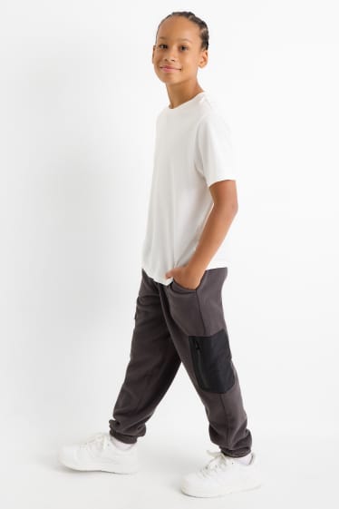Copii - Băieți - Pantaloni de trening cargo din fleece - gri închis