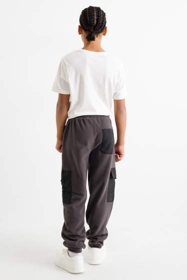Copii - Băieți - Pantaloni de trening cargo din fleece - gri închis
