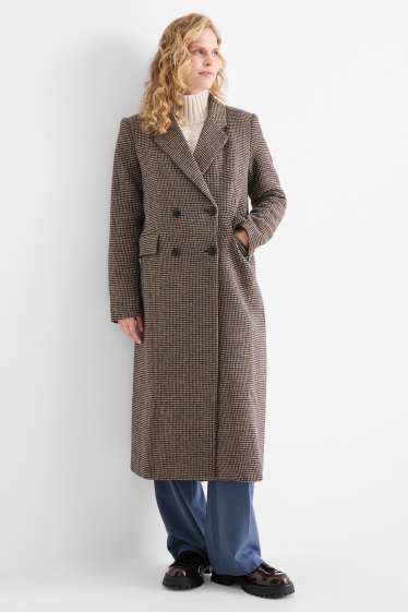 Femmes - Manteau - à carreaux - noir / beige