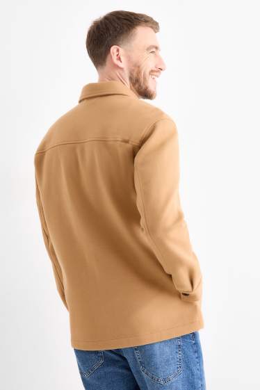Heren - Overhemdjas - relaxed fit - kent - lichtbruin