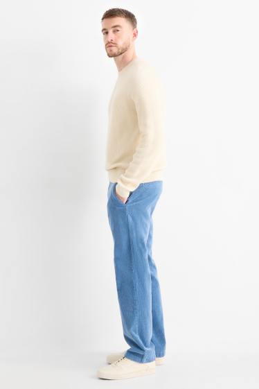 Uomo - Pantaloni chino in velluto - regular fit - azzurro