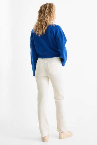 Femmes - Pantalon en velours côtelé - high waist - straight fit - LYCRA® - blanc crème