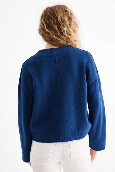 Mujer - Jersey con escote en pico - azul oscuro