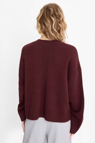 Femmes - Pull en cachemire mélangé - laine mélangée - rouge foncé