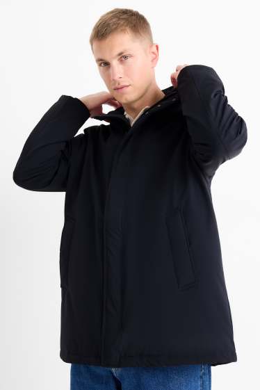 Hommes - Parka à capuche - finition doublée - finition déperlante - noir