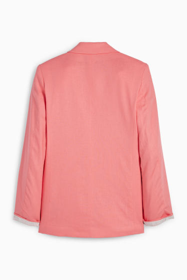 Donna - Blazer lungo - relaxed fit - misto lino - rosa scuro
