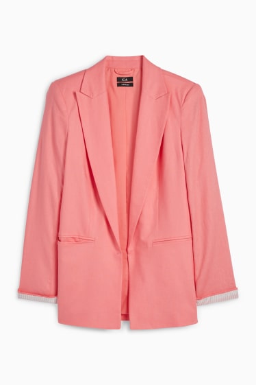 Donna - Blazer lungo - relaxed fit - misto lino - rosa scuro