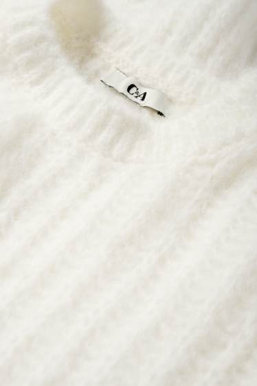 Dámské - Svetr - žebrovaný - krémově bílá