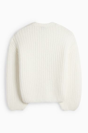 Dámské - Svetr - žebrovaný - krémově bílá