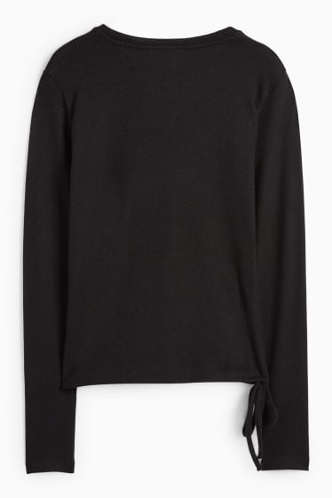 Damen - Langarmshirt - Slim Fit - schwarz