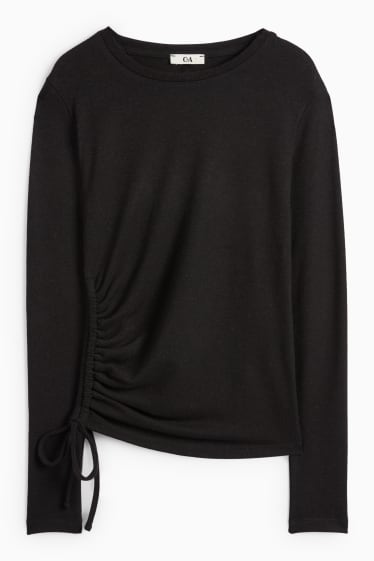 Damen - Langarmshirt - Slim Fit - schwarz