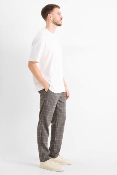 Men - Chinos - tapered fit - check - gray-brown