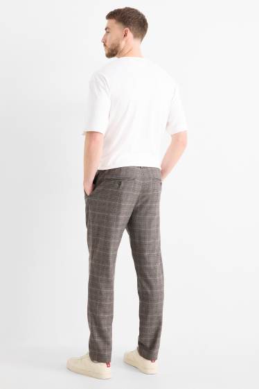Men - Chinos - tapered fit - check - gray-brown