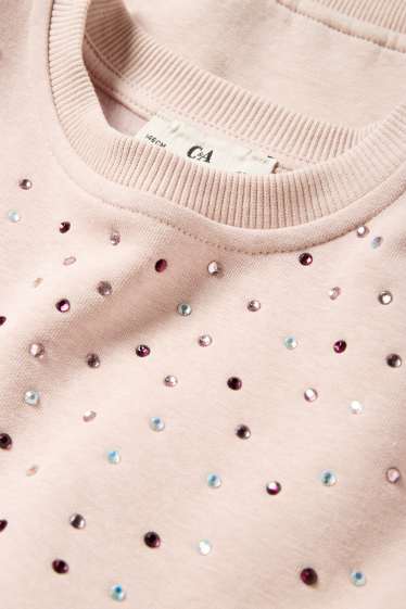 Enfants filles - Sweat orné de pierres de strass - rose