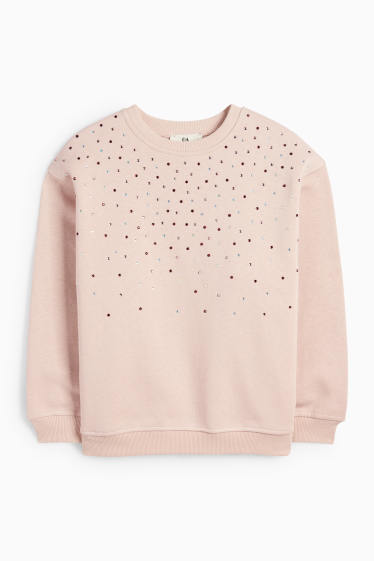 Enfants filles - Sweat orné de pierres de strass - rose