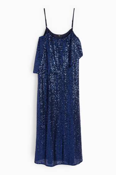 Mujer - Vestido de lentejuelas - straight fit - azul oscuro