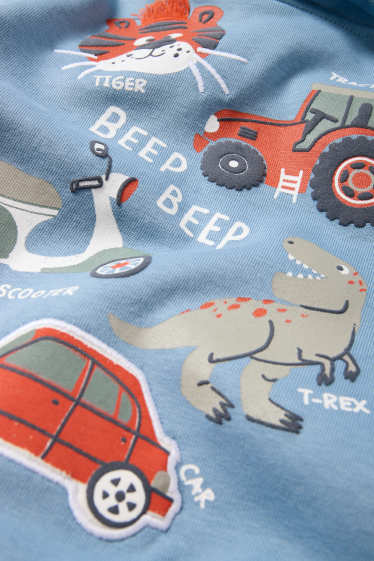 Kinderen: jongens - Dinosaurus, tijger en voertuigen - hoodie - blauw
