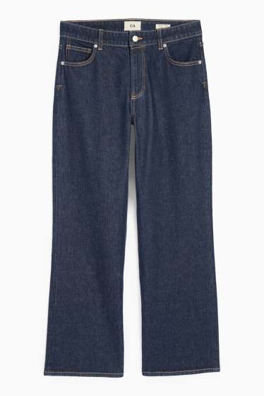 Women - Wide leg jeans - low-rise waist - denim-dark blue