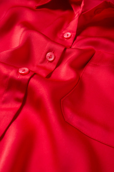 Damen - Satin-Bluse - rot