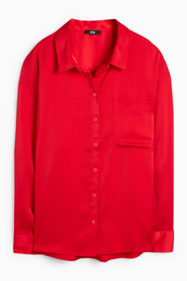 Damen - Satin-Bluse - rot