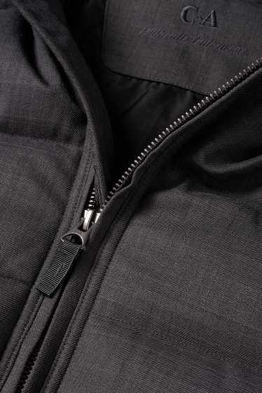 Herren - Steppjacke mit Kapuze - wasserabweisend - dunkelgrau