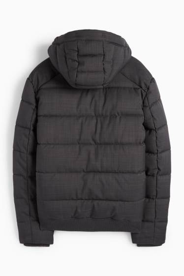 Herren - Steppjacke mit Kapuze - wasserabweisend - dunkelgrau