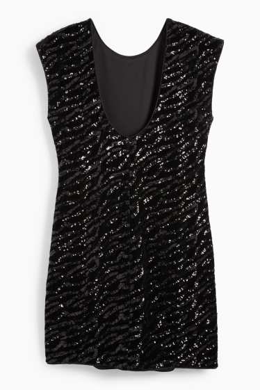 Dames - Pailletten - bodycon jurk - zwart